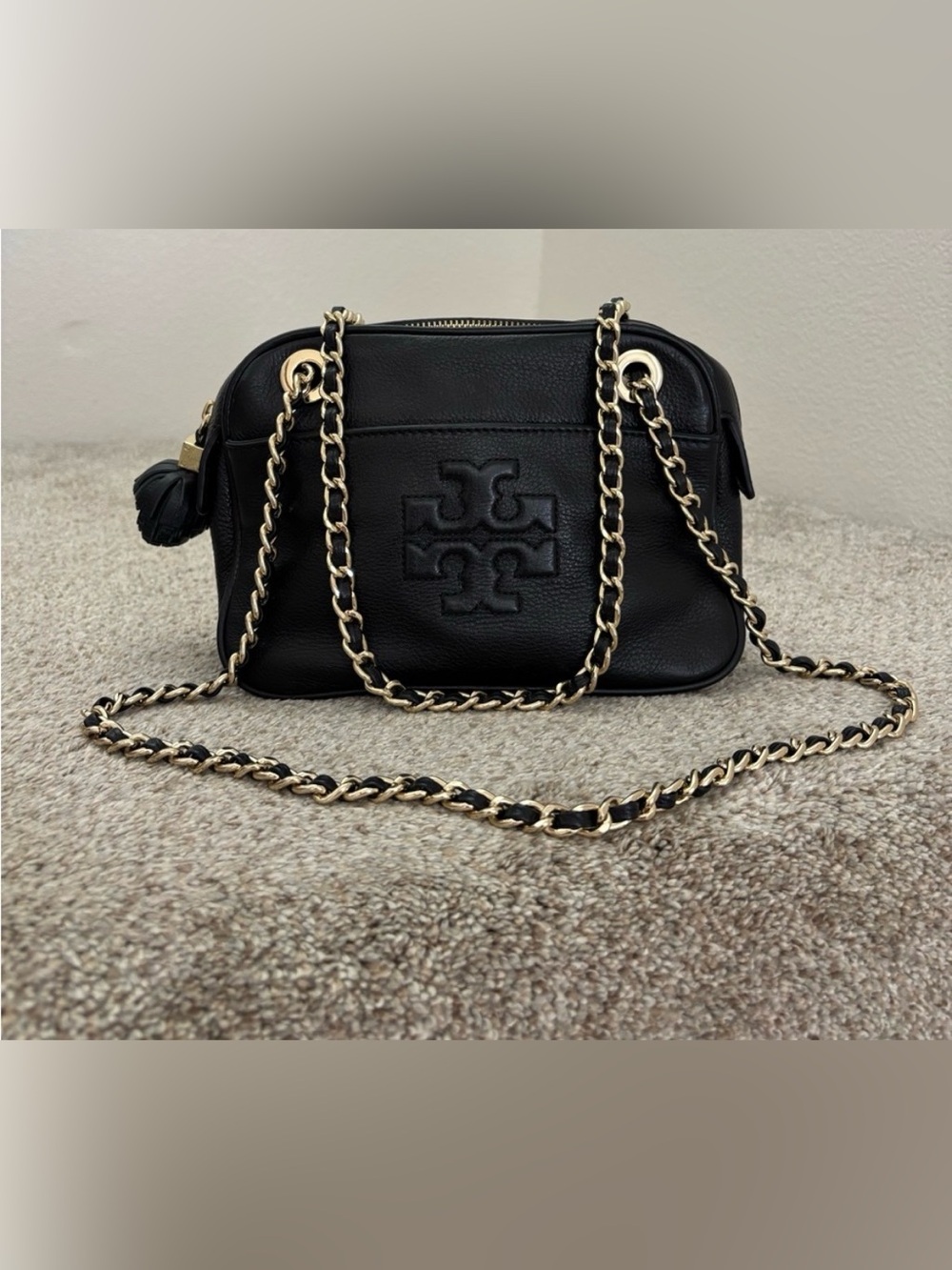 Tory Burch Thea Chain Black Leather Crossbody Bag EXCELLENT CONDITION
